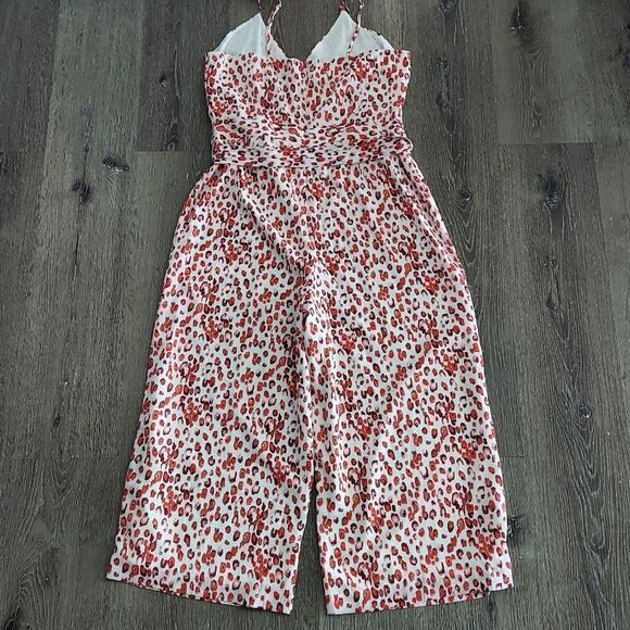 NEW Banana Republic Jumpsuit Romper Animal Leopard Print Wide Leg Cropped Sz 12 - Picture 5 of 8
